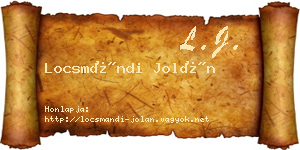 Locsmándi Jolán névjegykártya